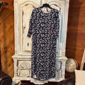 Chic Navy and White Long Sleeve Dress